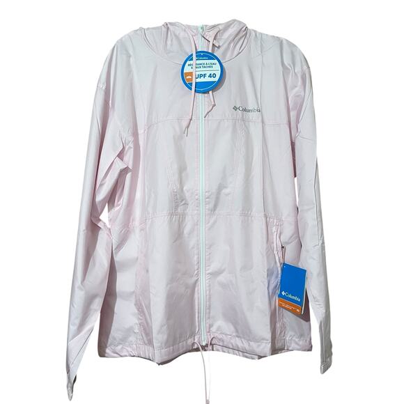 Columbia Women’s Rockwell Falls Windbreaker Large Pink Rain Jacket Outdoors NWT - Picture 1 of 7